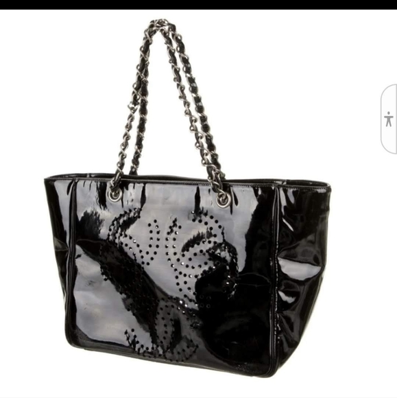 Designer CHANEL Patent Perforated Leather Triple CC Tote Bg with Pouch! - Picture 2 of 14